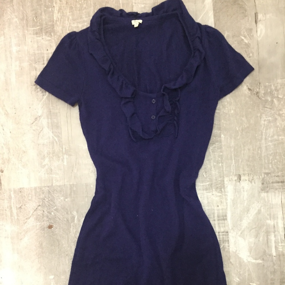 J Crew Ruffle Collar Sweater Dress